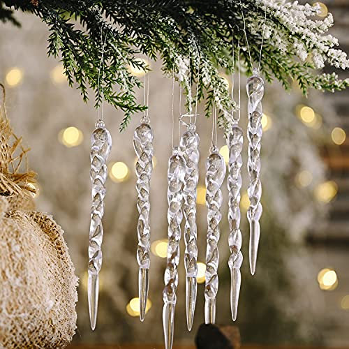 Boodtag 12 Stück Eiszapfen Weihnachten Dekoration Tannenbaum Weihnachtsbaum Schmuck Hängende Weihnachtsdeko