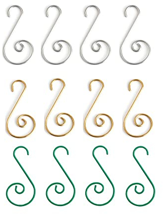WYAN 120 pezzi ganci di palla di Natale, mini ganci di metallo per la decorazione dell'albero di Natale (oro/argento/verde, 4×2cm/1.6×0.8inch)