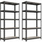 SONGMICS Standregal, 2er Set, Bücherregal, Lagerregal, 5 Ablagen, verstellbar, 30 x 75 x 150 cm, jeweils bis 650 kg belastbar, für Küche, Wohnzimmer, Greige-schwarz GLR030B12