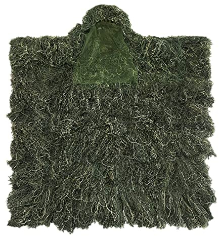 MOBUKJUU Outdoor Jagd Ghillie Anzug Ghillie Kleidung Top Herren Camouflage Jagd Ghillie Anzug Outdoor Dschungel Jagd Umhang Poncho (Grün Camo)
