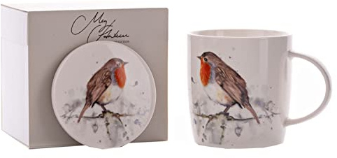 Meg Hawkins Mug and Coaster Gift Set Robin Design MH150