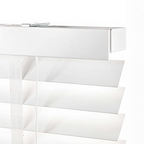 Holz Jalousie 50mm - Weiß - 140 cm x 250 cm - Fenster und Tür Jalousie - Holz-Jalousie