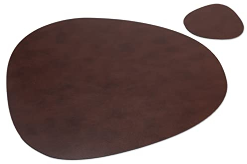 Lederfabrik Garnier® Tischsets Abwaschbar 4er-Set – Nachhaltig, Stabil & rutschfest – Edles recyceltes Leder, Made in Germany (Modern, Dunkelbraun)