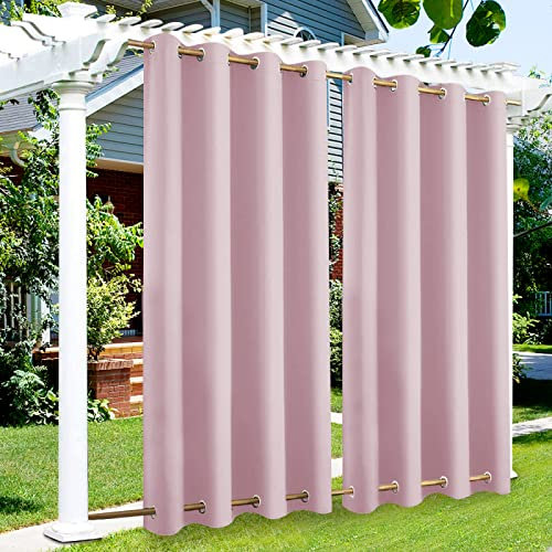 OutdoorVorhänge Wetterfest Windschutz mit Ösen Oben und Unten für Garten,Wasserdicht Sichtschutz Sonnenschutz für Balkon Terrasse Veranda,140 x225 cm(BxH),Pink