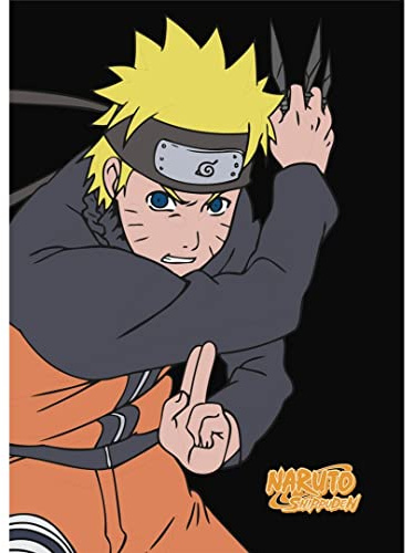Plaid Naruto prêt à l'attaque avec des shuriken