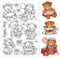 GLOBLELAND Teddybär Puppe Klare Stempel für DIY Scrapbooking Dekor Tiere Geschenkboxen Geburtstage Schleifen Blumen Transparente Silikonstempel zum Basteln von Karten Fotoalbum Dekoration
