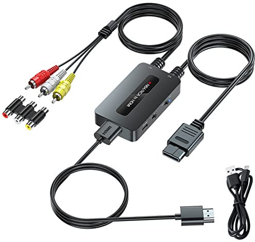2 en 1 Convertidor de RCA/N64 a HDMI de doble modo, compatible con la relación de aspecto 4:3/16:9 HDMI, Convertidor AV compuesto RCA a HDMI, cable HDMI para N64