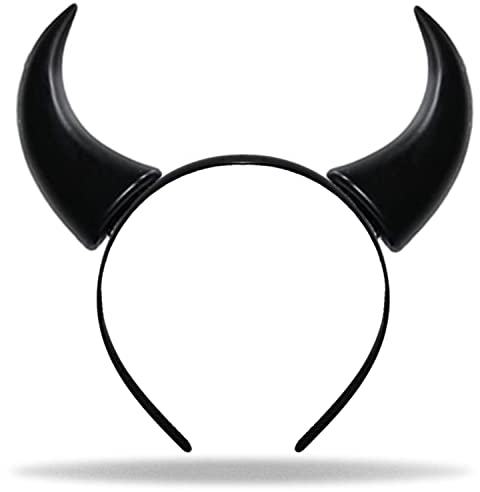 Hatstar Teufelshörner Haarreif schwarz | Vampir Teufelsohren Devil Ears für Kostüm Party | Kopfschmuck für Damen, Herren & Kinder | Haarschmuck zu Halloween, Fasching & Karneval