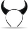 Hatstar Teufelshörner Haarreif schwarz | Vampir Teufelsohren Devil Ears für Kostüm Party | Kopfschmuck für Damen, Herren & Kinder | Haarschmuck zu Halloween, Fasching & Karneval