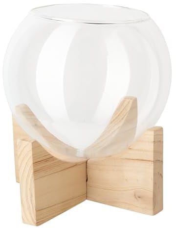VBS Glaskugel offen mit Holzständer 2-tlg 10,5x10,5cm Stärke 1cm Kerzenhalter