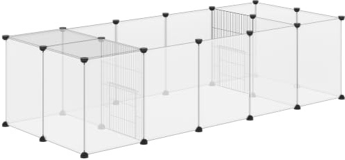 PawHut Gehege anpassbar für Meerschweinchen Kaninchen Indoor 20 Paneele | Kleintierkäfig Gehege, Meerschweinchenkäfig Kaninchenstall, mit Tür, Abdeckung, für Igel