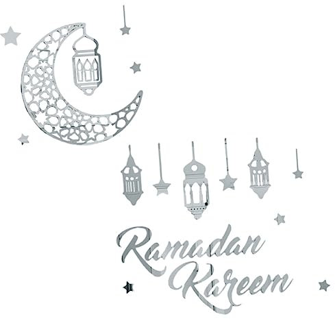 Acryl Spiegelaufkleber Ramadan Gruß Mond Stern Wanddeko