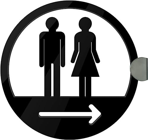 Panneaux d'identification de toilettes 3D for hommes et femmes, panneau de toilette, signalisation de porte de salle de bain, panneaux de porte de salle de bain ronds en acrylique avec flèche, accesso