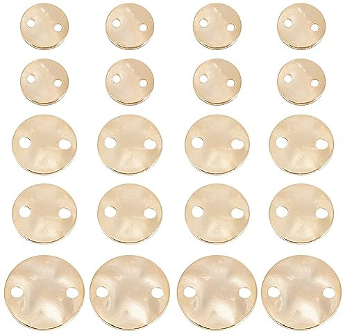 BENECREAT 70 Stück 3 Stile Echte 24K Vergoldete Messing-Verbindungsanhänger, 6/8/10 mm Strukturierte Flache Runde Glieder Für Herstellung von Ohrringen, Halsketten Und Armbändern