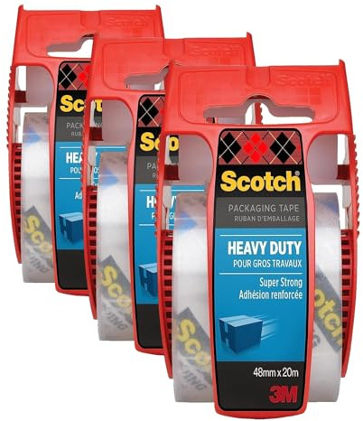 Scotch Ruban d'Emballage - 1 Rouleau - 48mm x 20m - Ruban d'Emballage Résistant pour les Colis, les Cartons de Déménagement et les Boîtes d'Expédition à Usage Intensif (Lot de 3)