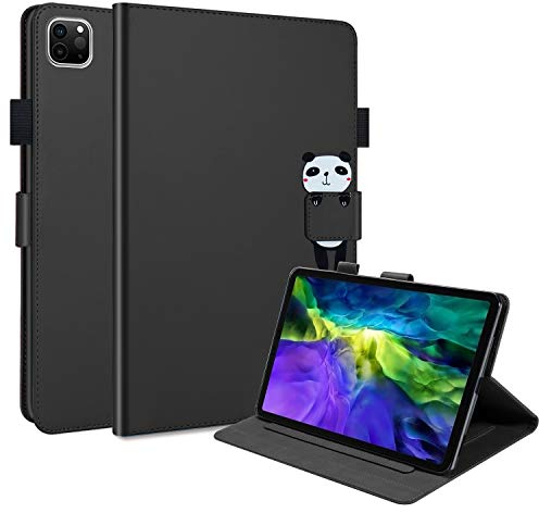 FERLAN Hülle für iPad 11(2020)/iPad 10.8,mit Stifthalter,Lustig Süße Cartoon Dünner Ständer Stoßfeste Tablet Schutzhülle für iPad 11(2020)/iPad 10.8- Schwarz