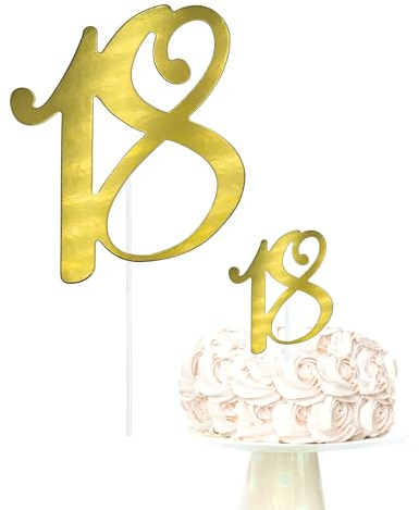 Oblique Unique® Torten Kuchen Topper mit Zahl Gold Aufsatz für Geburtstag Jubiläum Deko Muffin Cupcake Dekoration (Zahl 18)
