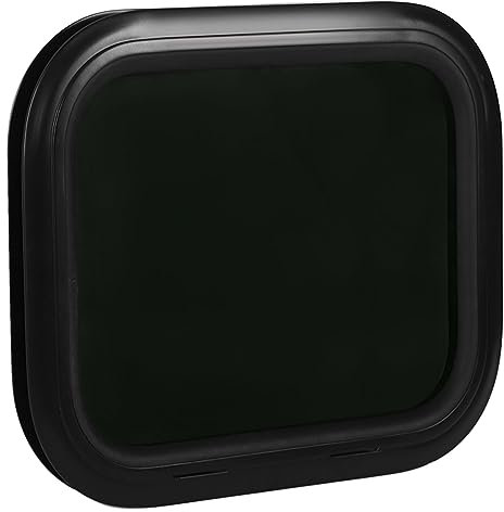 Cryfokt Black RV Window, 450 X 300mm Aluminium Alloy RV Camper Window Replacement with Fixed Ring, Round Corner Waterproof Tempered Tinted Glass for Campervan, Caravan, (For