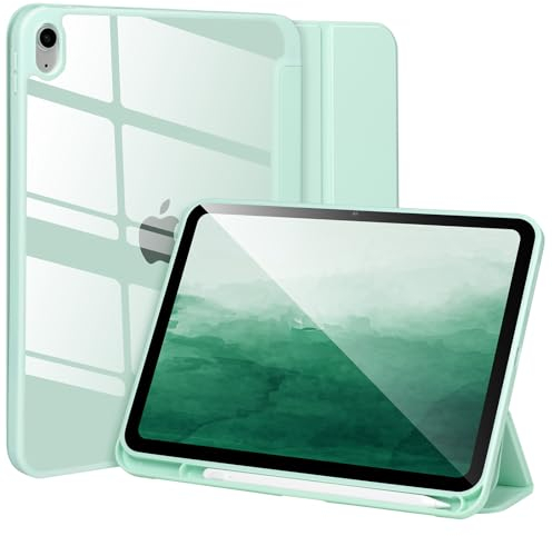 Hülle kompatibel mit iPad 10. Gen 2022 10.9’‘, stoßfeste durchsichtige Hartschalenhülle mit Stifthalter,Tablet-Hülle für iPad 10. Gen 10.9’’ mit automatischem Wake/Sleep,Grün