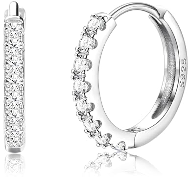 LOLIAS Ohrringe Creolen Silber 925 für Damen Mädchen Kleine Zirkonia Ohrringe 925 Sterling Silber Huggie Ohrringe Hypoallergen Schlafen Ohrringe Mädchen Kinder