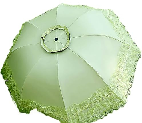 XYMJT Umbrella Lace Folding Umbrella Fashion Protection Parasol Princess Rain Umbrella Ultra Light Sun Umbrella-green