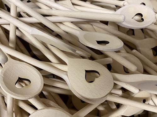 50 Stück Kochlöffel Herz Holz Holzkochlöffel oval Herzlöffel zum Basteln (2.Wahl)
