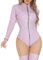 Maeau Damen Bodysuit Lackleder Catsuit Sexy Glitzer Lederoverall Leotard Einteiler Bodycon Unterwäsche Leder Dehnbar Jumpsuit Bodys für Nachtclub Party L-XL