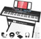 Vangoa 61 Key Keyboard Piano, Full-Size Keys Electronic Piano Keyboard, MIDI Port, Teaching, 500 Voices, 80 Demos, 61 Percussions, Starter Bundle w/Stand, Music Gift for Beginner Kids Adult Student