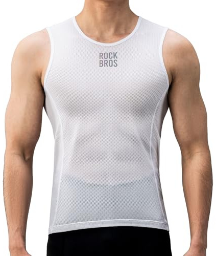 ROCKBROS Ärmellos Sportshirt Herren Atmungsaktiv Schnelltrocknend Fahrradweste, Elastische Unterwäsche Kurzarm Shirt Radtrikot Funktionsshirts Baselayer Unterhemd
