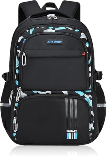 Rucksack Schulrucksack Teenager Jungen Groß Kapazität Schulranzen Laptop Bag Wasserabweisend Bookbag Backpack Kinderrucksack Wasserdicht für Schultaschen Arbeit Reisen Daypack Schule Reise (A)