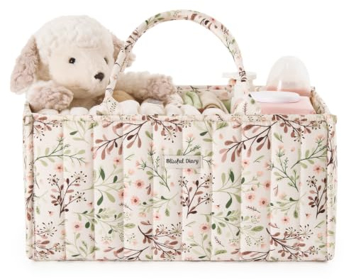 Blissful Diary Floral Diaper Caddy Organizer Storage Basket, Pastoral Daisy