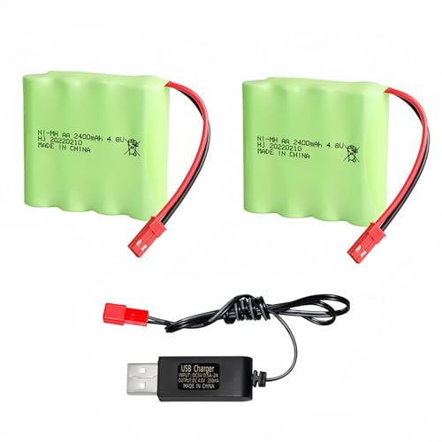 Cecicebb 4.8v Battery Pack 2400mAh nimh Battery Pack Rechargeable RC Battery with Charge Cable for Trucks Remote Control Car