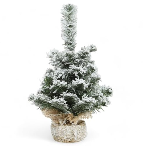 Magico mini albero di Natale | albero di Natale artificiale in sacchetto di iuta | elegante e decorativo | sicuro stabile con morbido ago | perfetto per un'atmosfera accogliente | altezza 35 cm (neve)