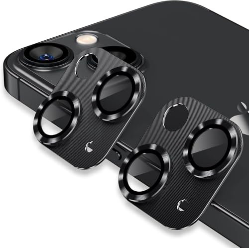 DAWEIXEAU für iPhone 15/iPhone 15 Plus Kameraschutz 2 Stück,9H Härte Gehärtetes Glas,Einteiliges Design Aluminiumlegierung Linsenschutz,HD Anti-Kratzer Kamera Schutzfolie Schwarz