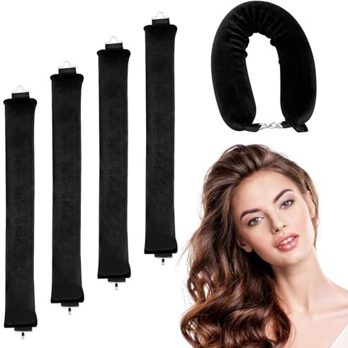 Lixiluxia 4 Piezas Rizador Pelo Sin Calor, Rulos Durante la Noche, Heatless Hair Curlers, Rizos de Ondas, Rizadores con Gancho, para Rizos Rizados, Cortos o Lisos, Todos los Tipos de Cabello