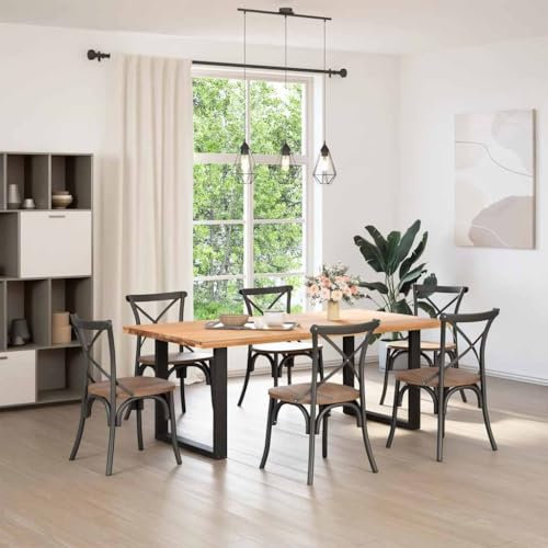 Generisch Kangmusi Tischplatte Hell 200x100x4 cm Massivholz Eiche Rechteckig, 4009222