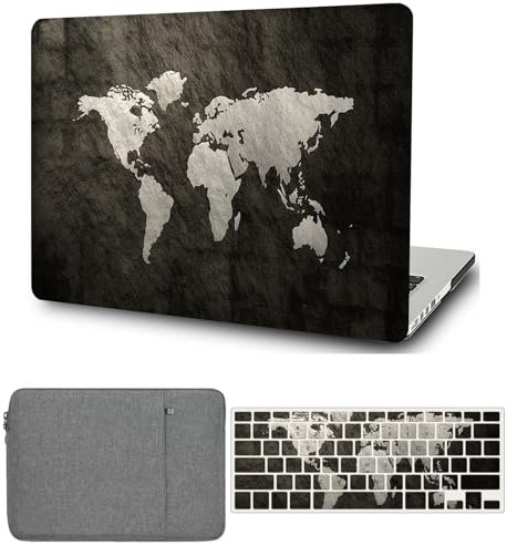 FFBOFFC Case Compatible with Old Version MacBook Pro 13 inch Case 2012 2011 2010 2009 2008 Model A1278 with CD-ROM, Plastic Hard Shell Case & Keyboard Cover Skin & Sleeve Bag, World map