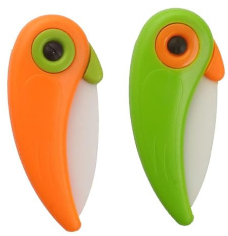 2 Stück Klappbares Mini Keramik Schälmesser, Mini Bird Keramik Obstmesser, Multifunktionale Kleines Klappmesser, Klappmesser Tragbarer Besteck für Camping, Zum Schälen von Obst Gemüse Käse Süßes