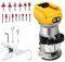 Akku-Power-Router Kompatibel mit Dewalt DCB 18V-20V Akku, Bürstenloser Kantenschneider mit 6 Geschwindigkeiten, 800W 30000RPM Holzfräse mit Trim Router Bits, Kante & Rollenführung, Staubhaube