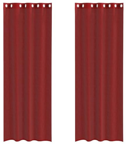 vidaXL Tende in Voile con Occhielli 2 pz Rosso Vino, Tenda a Rete, Tenda Trasparente, Voile per Finestra, Trattamento Finestra, Tenda Pura Voile