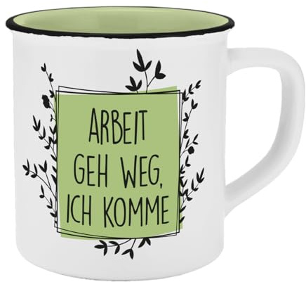 Tasse Arbeit geh weg Emaille-Optik 400ml