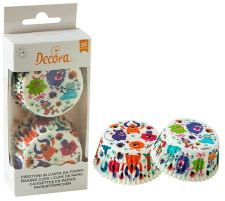 Decora 0339908, 36er-Packung Monster-Muffinförmchen (Ø 50 x 32 mm), zum Backen, Präsentieren und Verschenken von Muffins, hitzebeständig bis 220 °C, in praktischer Blisterverpackung