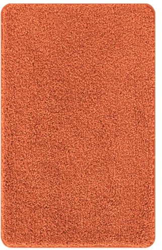 vidaXL Minimalistische Baumwollbadematte Anti-Rutsch-Design Orange 50 x 80 cm Maschinenwaschbar für das Badezimmer Weicher bequemer Teppich