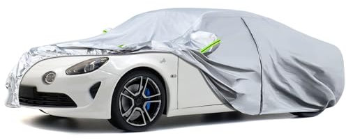 Autoabdeckung Passend für Alpine A110 2017-2025, wasserdichte Vollgarage Autoplane mit Reißverschlusstür für Schnee, Regen, Allwetterschutz