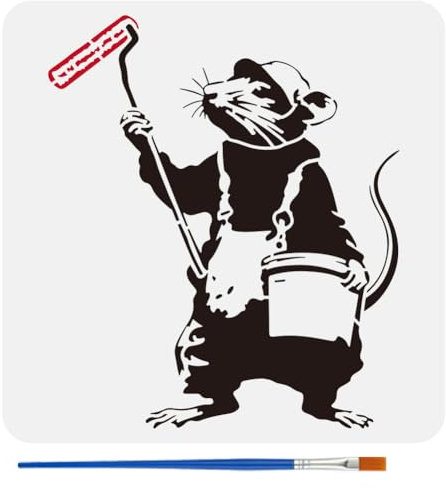 FINGERINSPIRE Banksy-Maus Schablone zum Malen, 30x30cm, Kunststoff