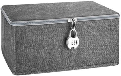 YYTECH Abschließbare Box, Abschließbare Kiste,Aufbewahrungsbox mit Deckel Stoff, Verschließbare Box,Süßigkeiten Tresor,Medizinbox mit Zahlenschloss,Boxs mit Schloss für Kleidung (30x20x14 cm)