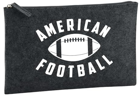 Huuraa Kulturbeutel American Football Ball Geschenk | Reise Kulturtasche 1 Liter Schminktasche Charcoal Filz Dunkelgrauer Kosmetiktasche Geschenkidee Kosmetikbeutel