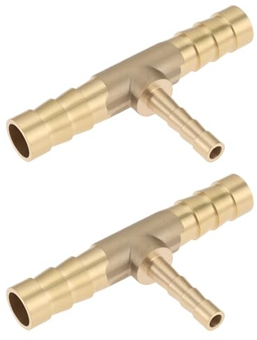 LT Easiyl 2X Brass Barb Reducing T Piece Size 8mm-4mm-8mm Connect Lines for Air Water Fuel Oil and Inert Gases in Simple Way
