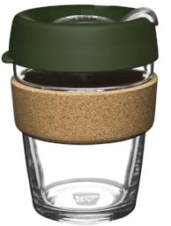 KeepCup Brew Cork - Reusable Coffee Cup Tempered Glass and Natural Cork, M 12oz/340ml - Pine