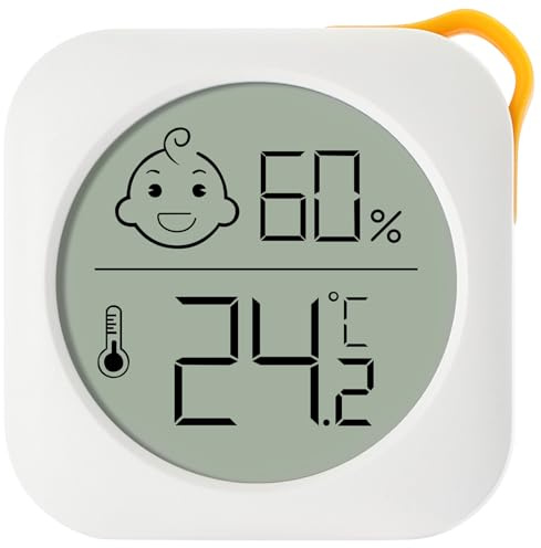 Flintronic Digitales Mini Thermo-Hygrometer, mini LCD Thermometer, Weiß | für Raumklimakontrolle Monitor, mit Smiley-Indikator, für Babyzimmer Seniorenzimmer Arbeitszimmer Weinkeller usw(